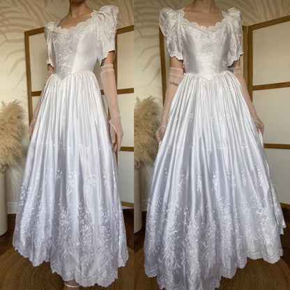 White Joel Peters 80s lace wedding dress uk 8-10
