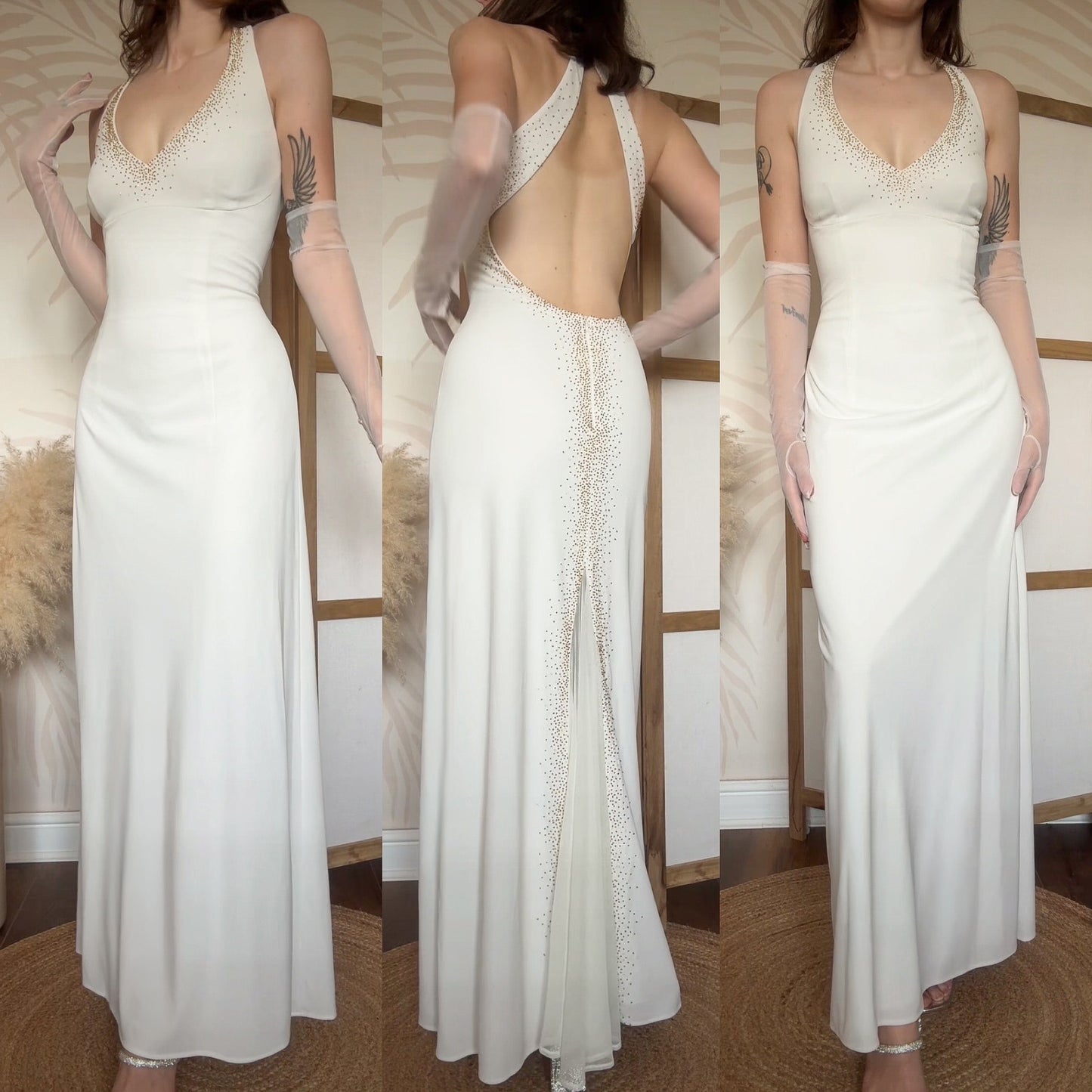 Dave & Johnny beaded wedding or evening dress uk 14