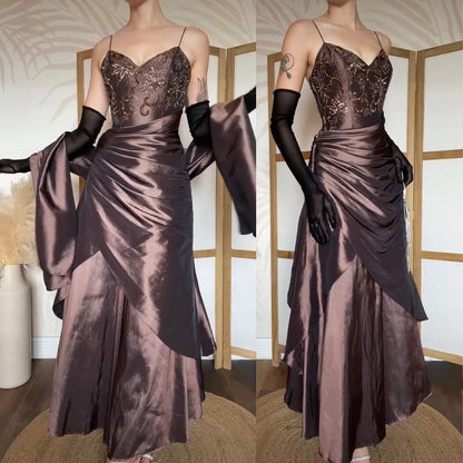 Brown Jora a-line prom dress & shawl uk 8