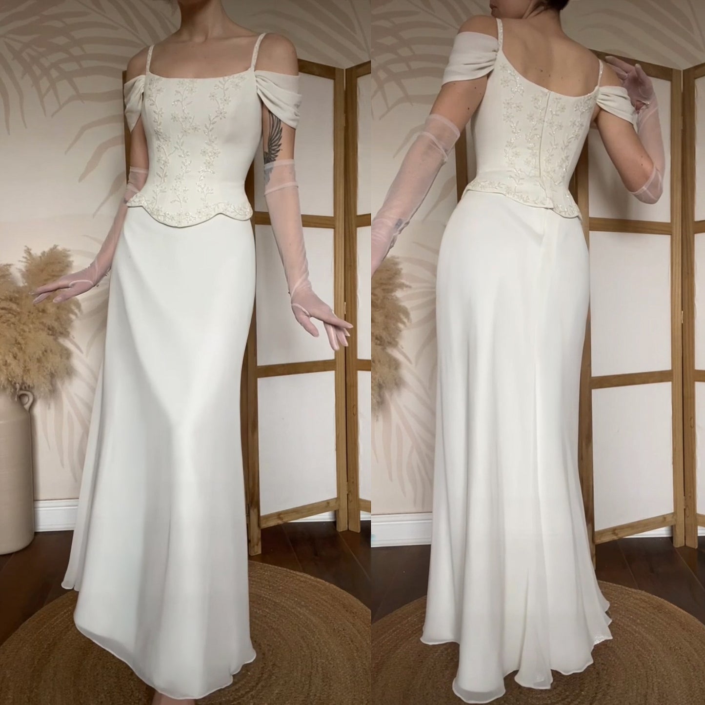 Stevies Gowns ivory off shoulder wedding dress uk 8
