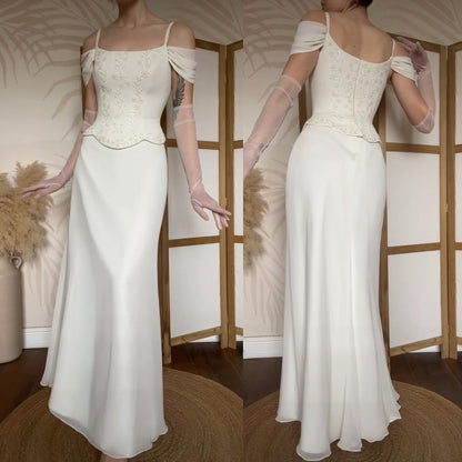 Stevies Gowns ivory off shoulder wedding dress uk 8