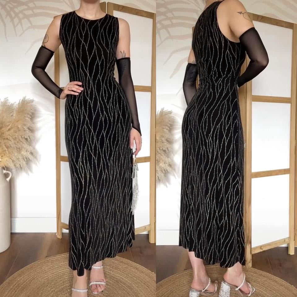 Ronni Nicole black stretchy maxi dress uk 10/12