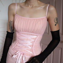 Load image into Gallery viewer, Tadashi pink lace up evening gown UK 10
