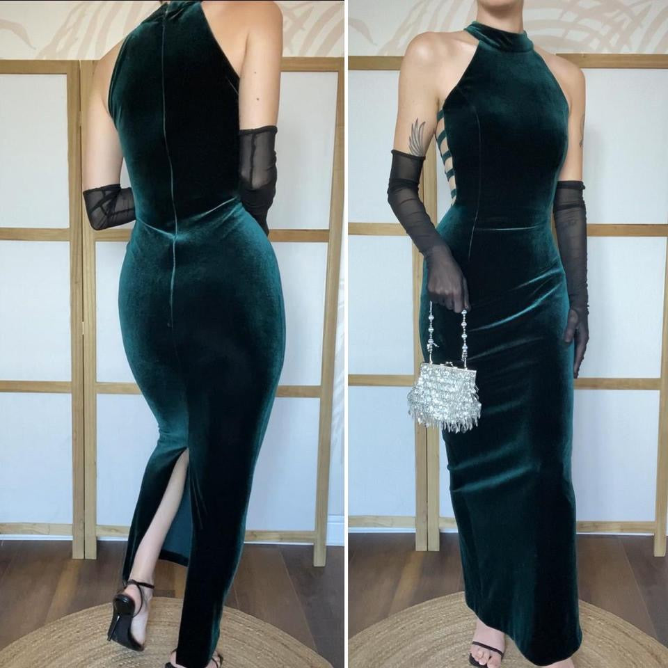 John Charles velvet stretch high neck dress UK 10