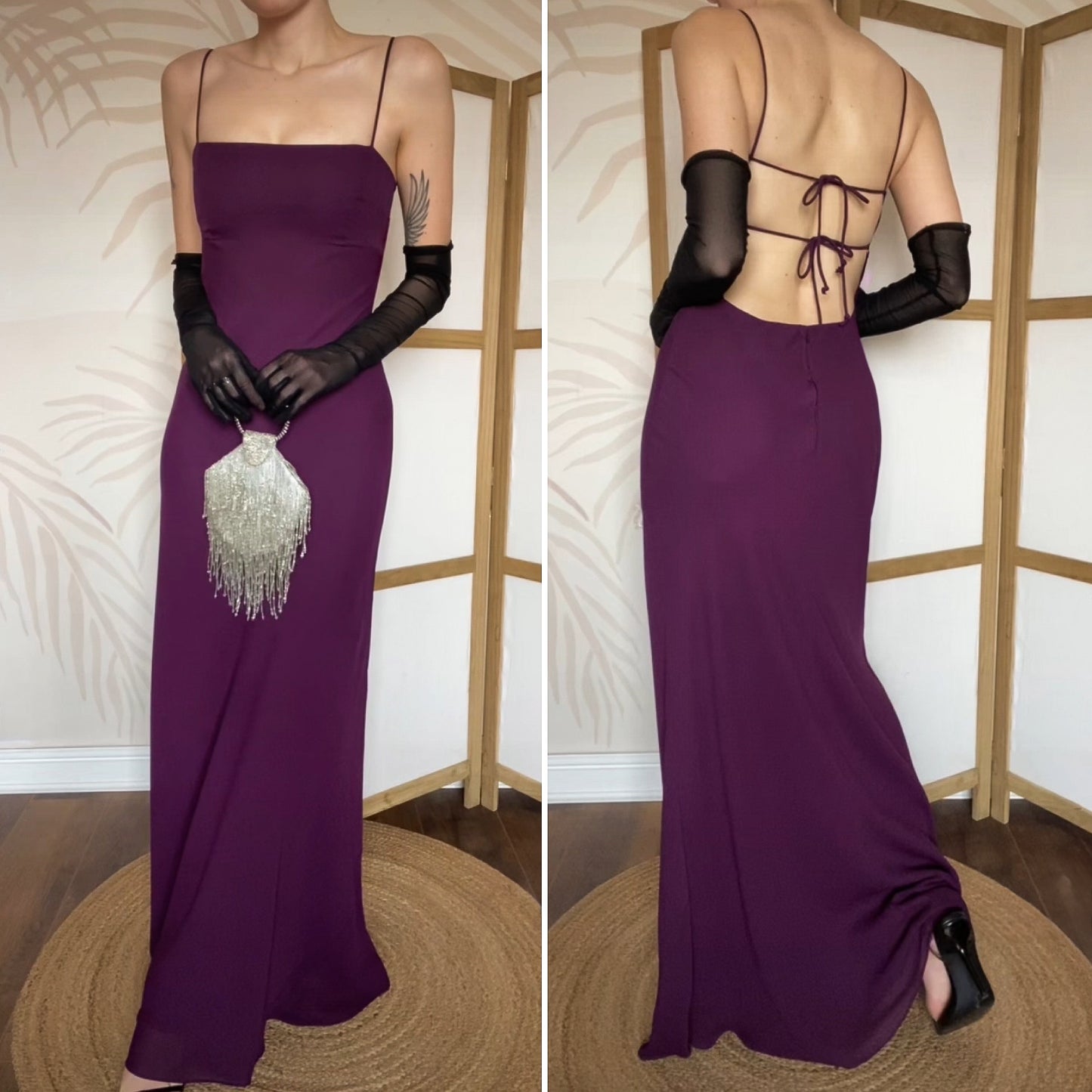 Purple Morgan & Co open back evening dress UK 12