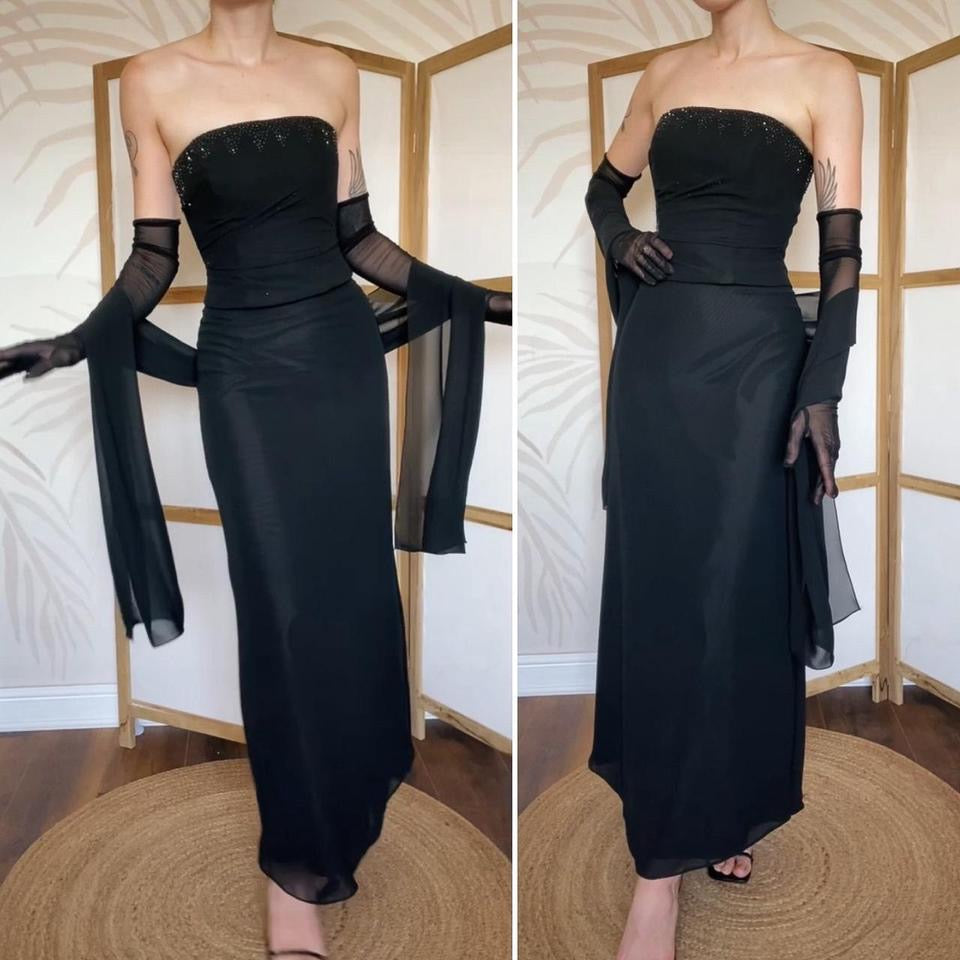Black Pronuptia 3-piece corset/skirt & shawl set uk 8