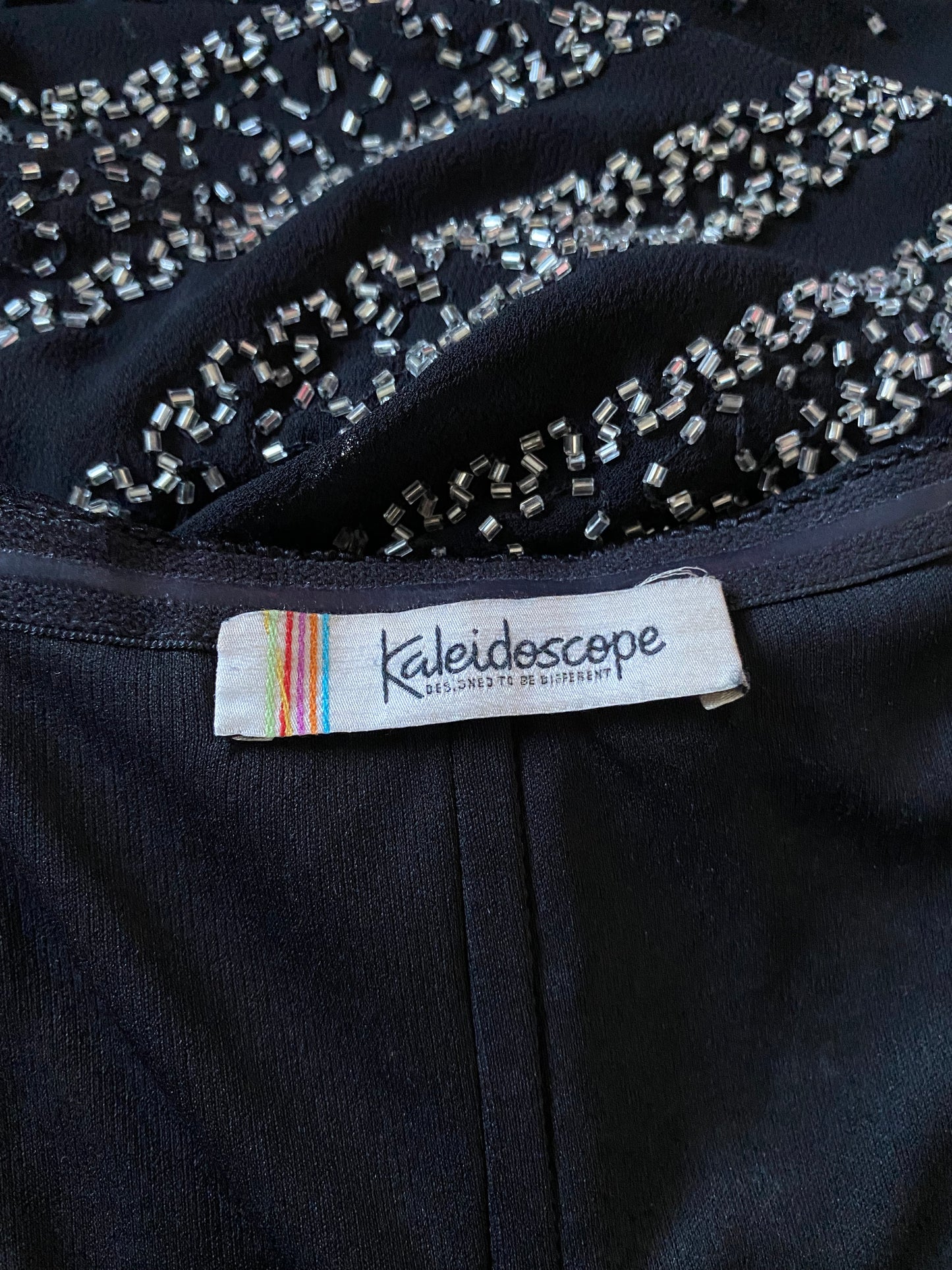 Black beaded strapless gown UK 12