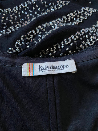 Black beaded strapless gown UK 12