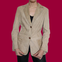 Load image into Gallery viewer, Tan real suede blazer jacket UK M
