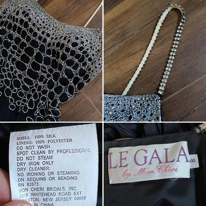 Le Gala 100% silk beaded dress & shawl uk 10