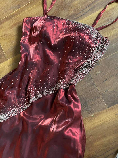 Shimmery red beaded a-line prom dress & shawl uk 10
