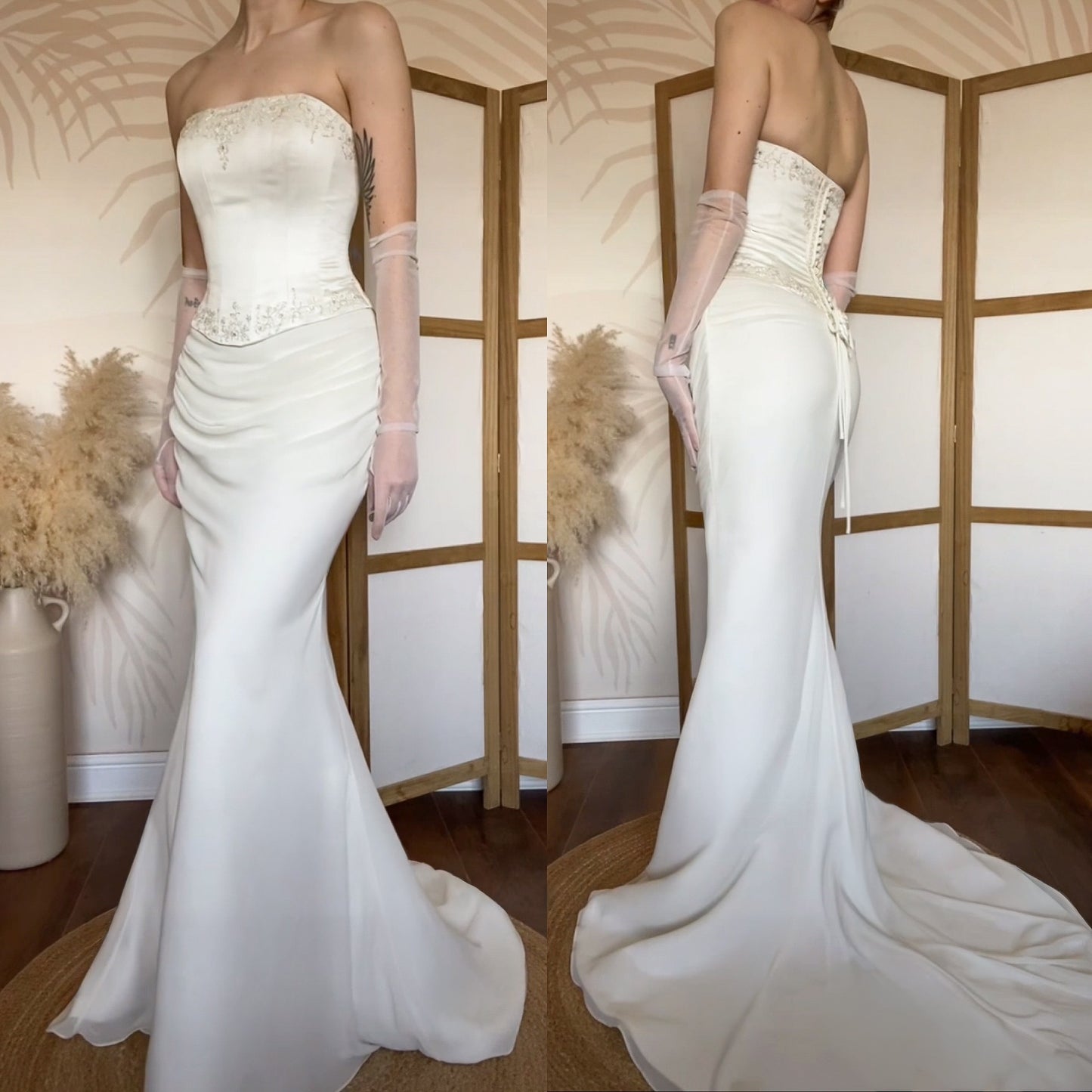 Ivory strapless Sincerity Bridal wedding dress uk 12