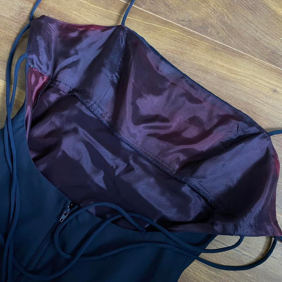 Morgan & Co navy backless evening dress UK 10