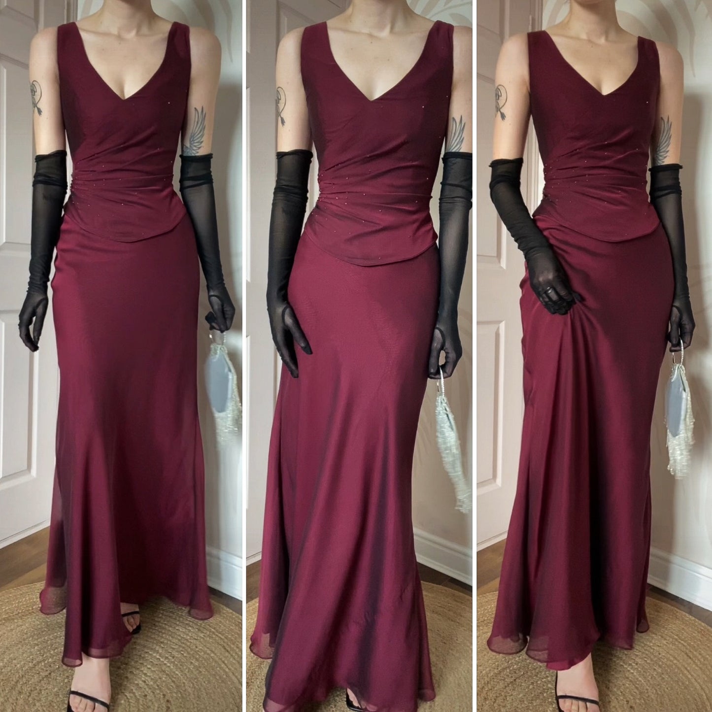 Burgundy 2 piece prom set sizes UK 14 & 16 available