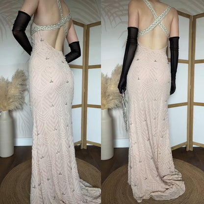 Patric Casey light pink silk evening dress uk 12