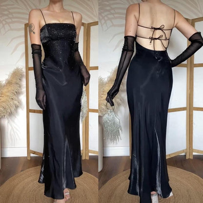 Morgan & Co black silky beaded dress uk 8