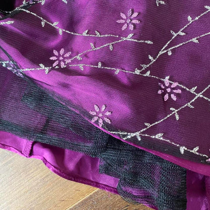 Purple petite glittery a-line prom dress uk 8-10