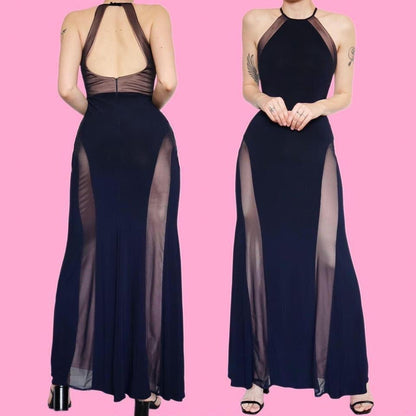 Navy Morgan & Co stretch evening dress UK 10