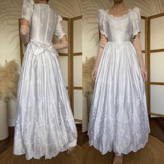 White Joel Peters 80s lace wedding dress uk 8-10