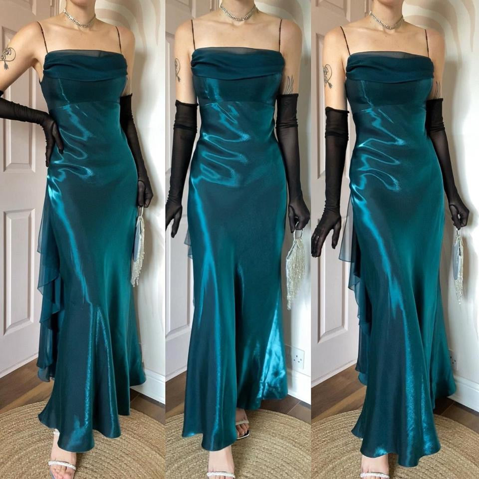 Dave & Johnny teal shimmery prom dress uk 12