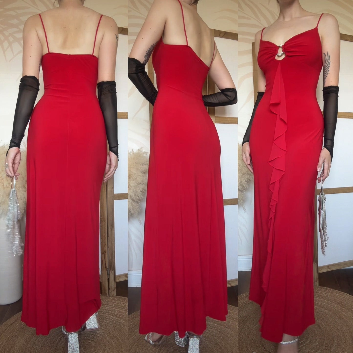 Red stretch bodycon evening dress uk 10-12