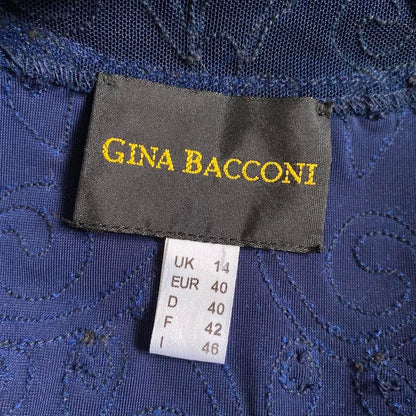 Gina Bacconi blue velvet evening gown UK 14-16