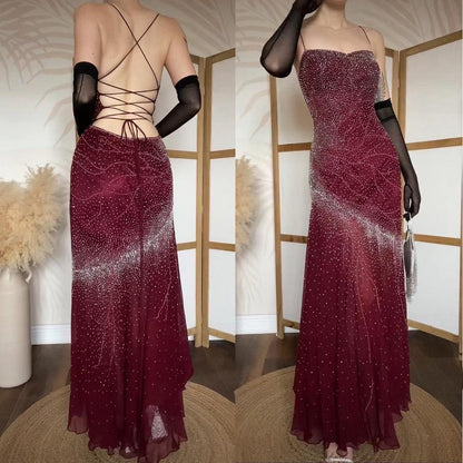 Burgundy vintage 100% silk beaded evening dress uk 14