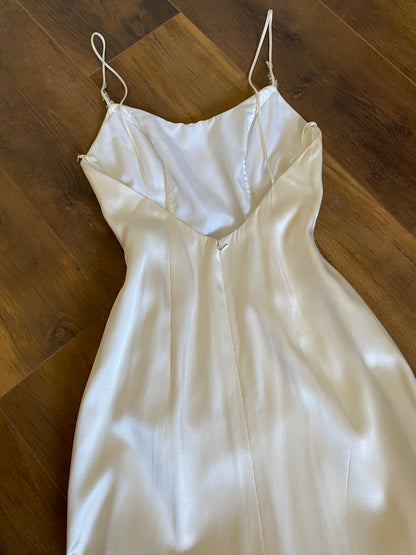 100% silk Carol Li Couture ivory low back wedding dress uk 10