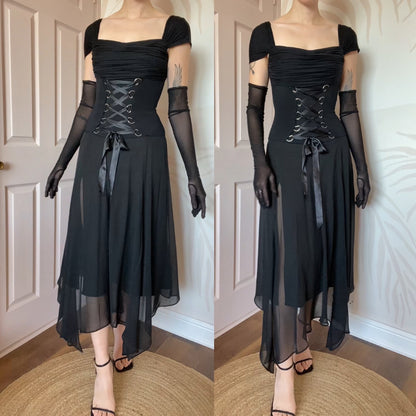 Gothic Bernshaw black lace up evening dress UK 10, 12 & 14 available