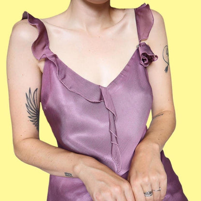 Lilac chiffon evening dress & shawl UK 12