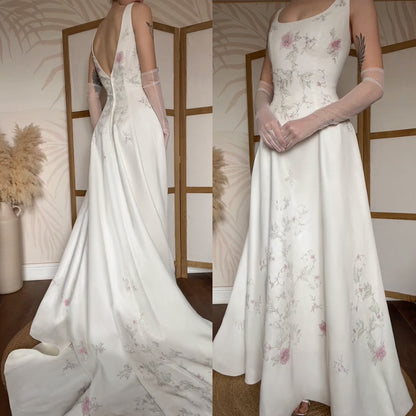 Dante ivory floral a-line wedding dress uk 14