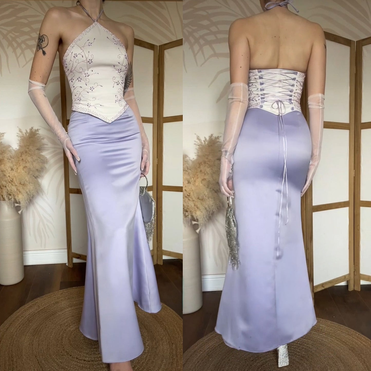 Lilac & white prom 3-piece set uk 6