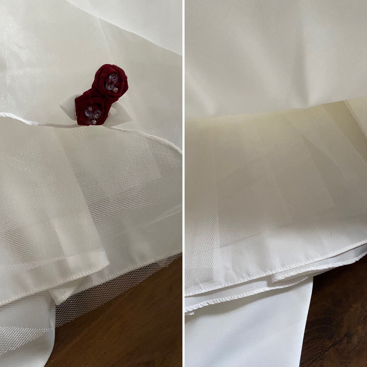 Gorgeous white & red wedding dress & gloves uk 10