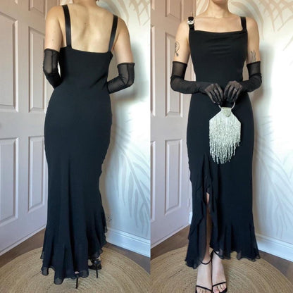 Black chiffon evening dress UK 12