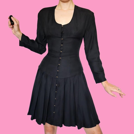 Nick Coleman black long sleeve mini dress UK S