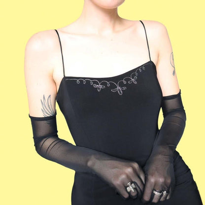 Vintage 90s black stretch evening dress UK 18-20