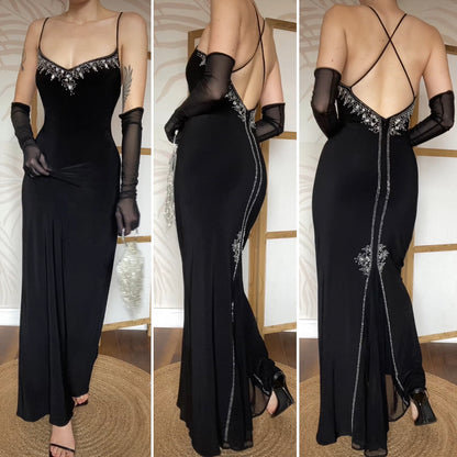 Black Flori Design stretch beaded evening dress UK 12-14