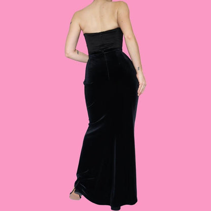 Black Dusk velvet maxi skirt size UK 10