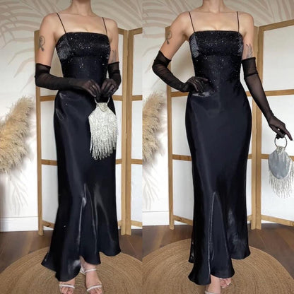 Morgan & Co black silky beaded dress uk 8