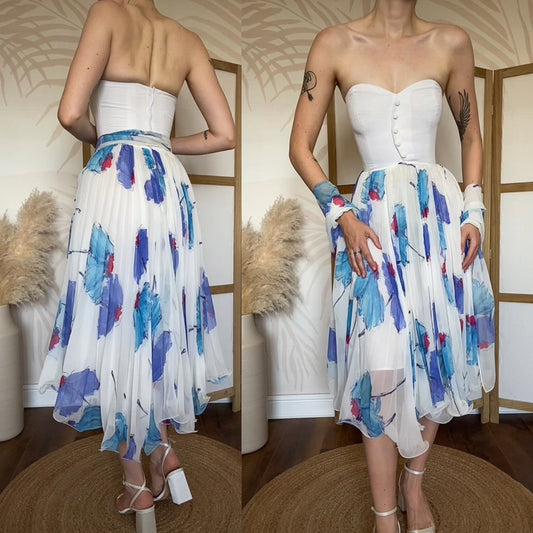 Dusk blue & white summer dress uk 6-8/XS