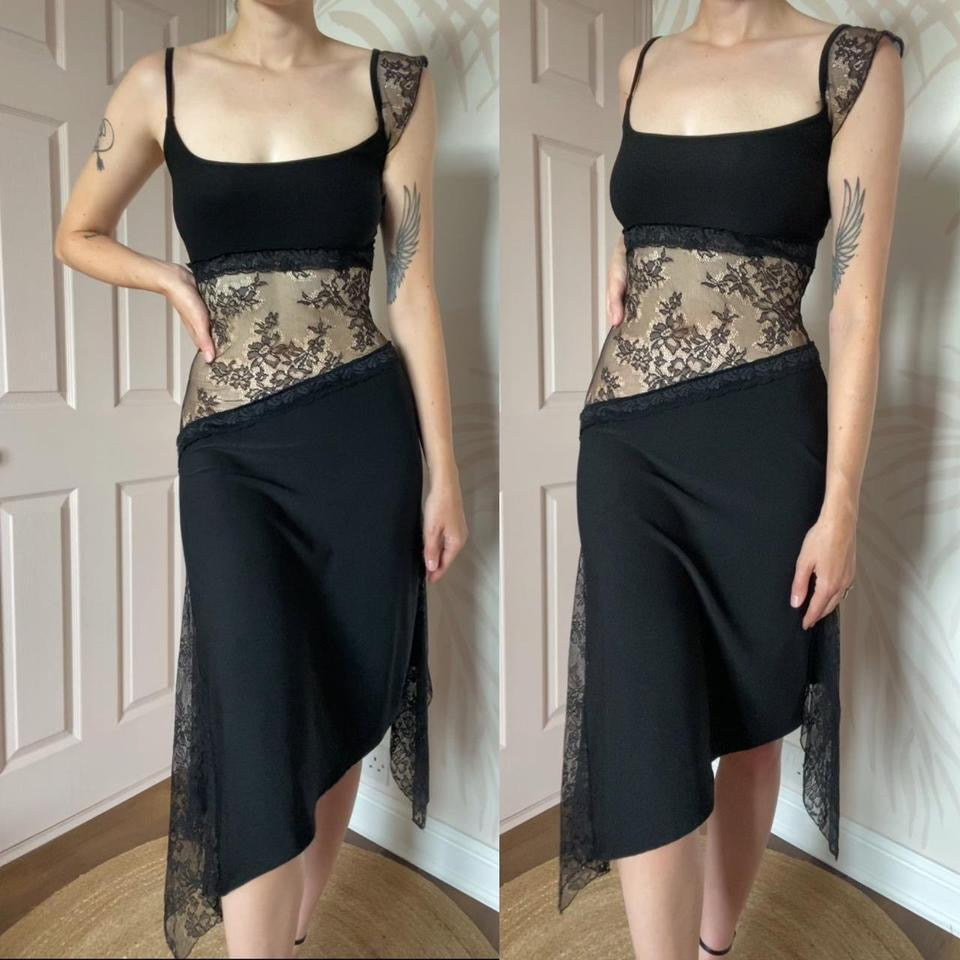 Nick Coleman black lace evening dress UK 8