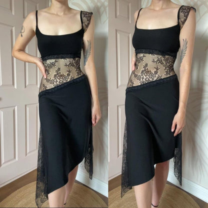 Nick Coleman black lace evening dress UK 8