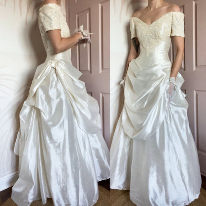 Dante Ronald Joyce off shoulder ivory wedding dress UK 10
