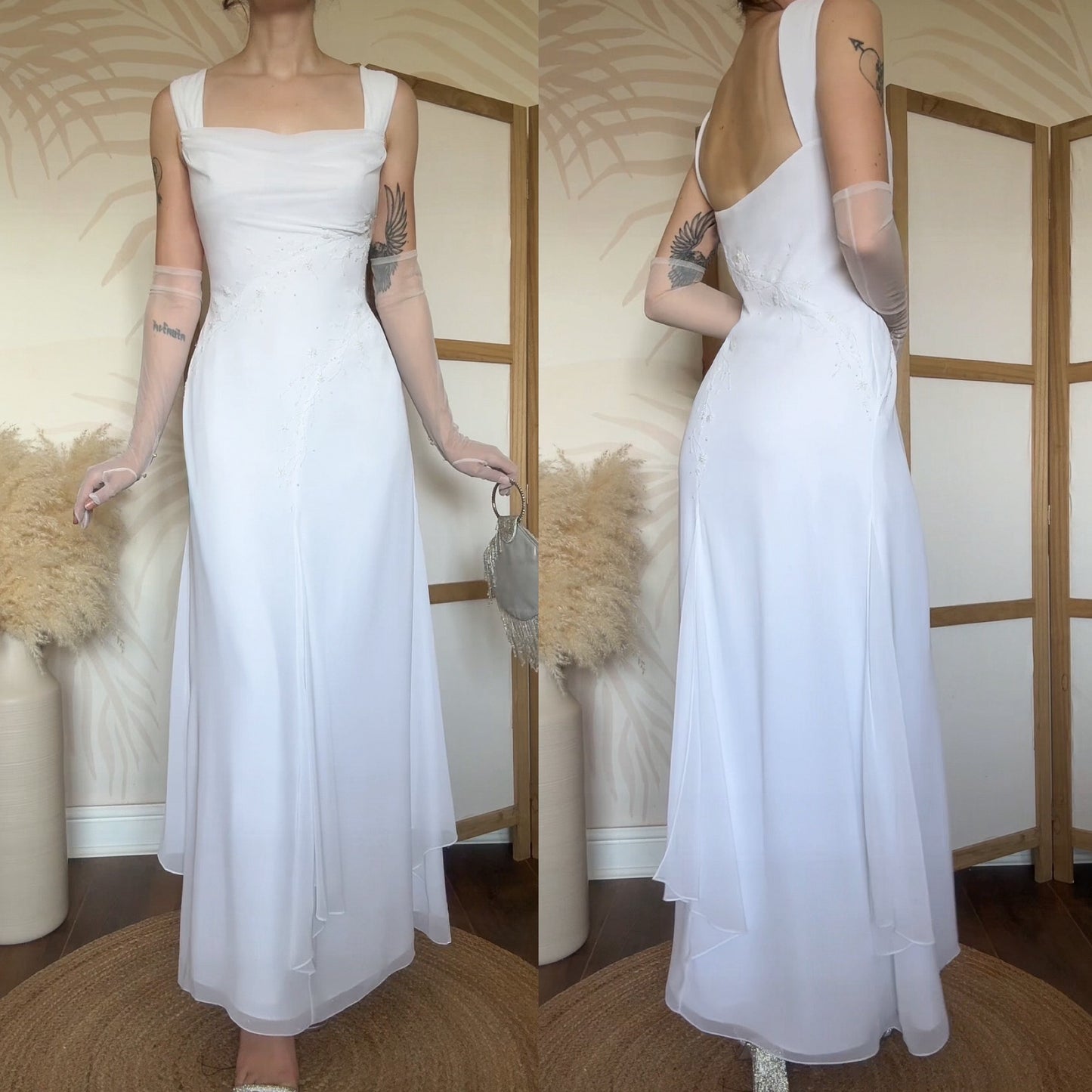 White Ronald Joyce beaded wedding dress UK 14