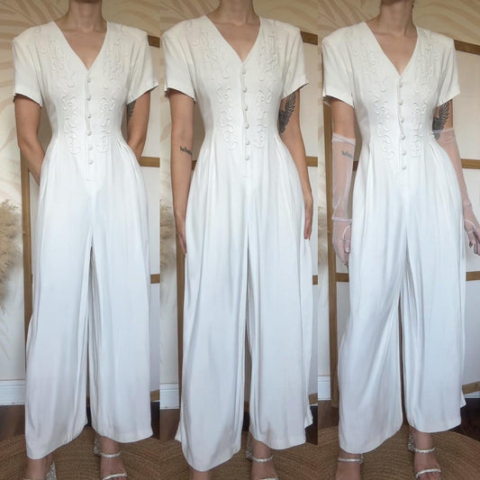 White short sleeve jumpsuit uk 10-12