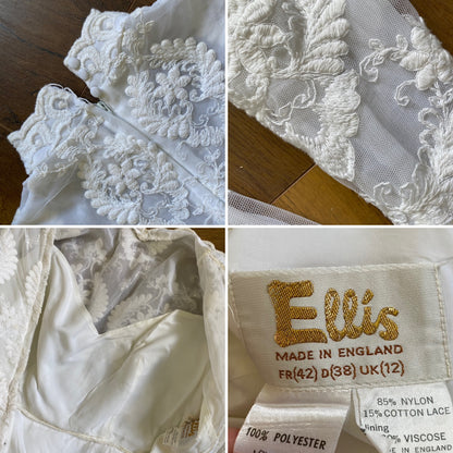 Ellis white lace long sleeve wedding dress uk 10