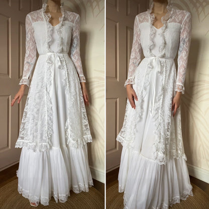 White lace long sleeve wedding dress UK 8