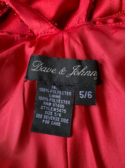 Dave & Johnny red satin open back evening gown UK 10