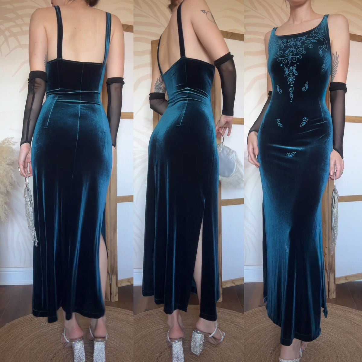 Gina Bacconi teal velvet dress uk 16