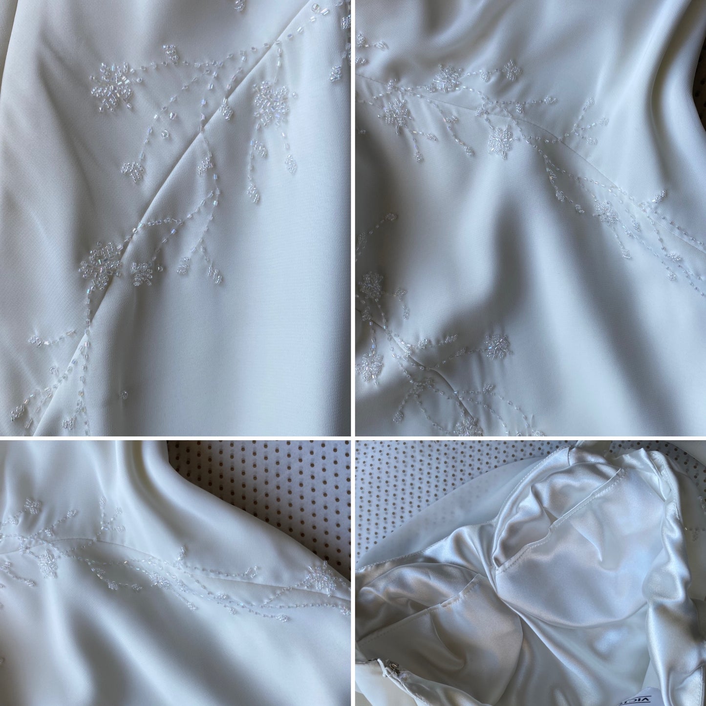 White Victoria Jane chiffon wedding dress UK 6